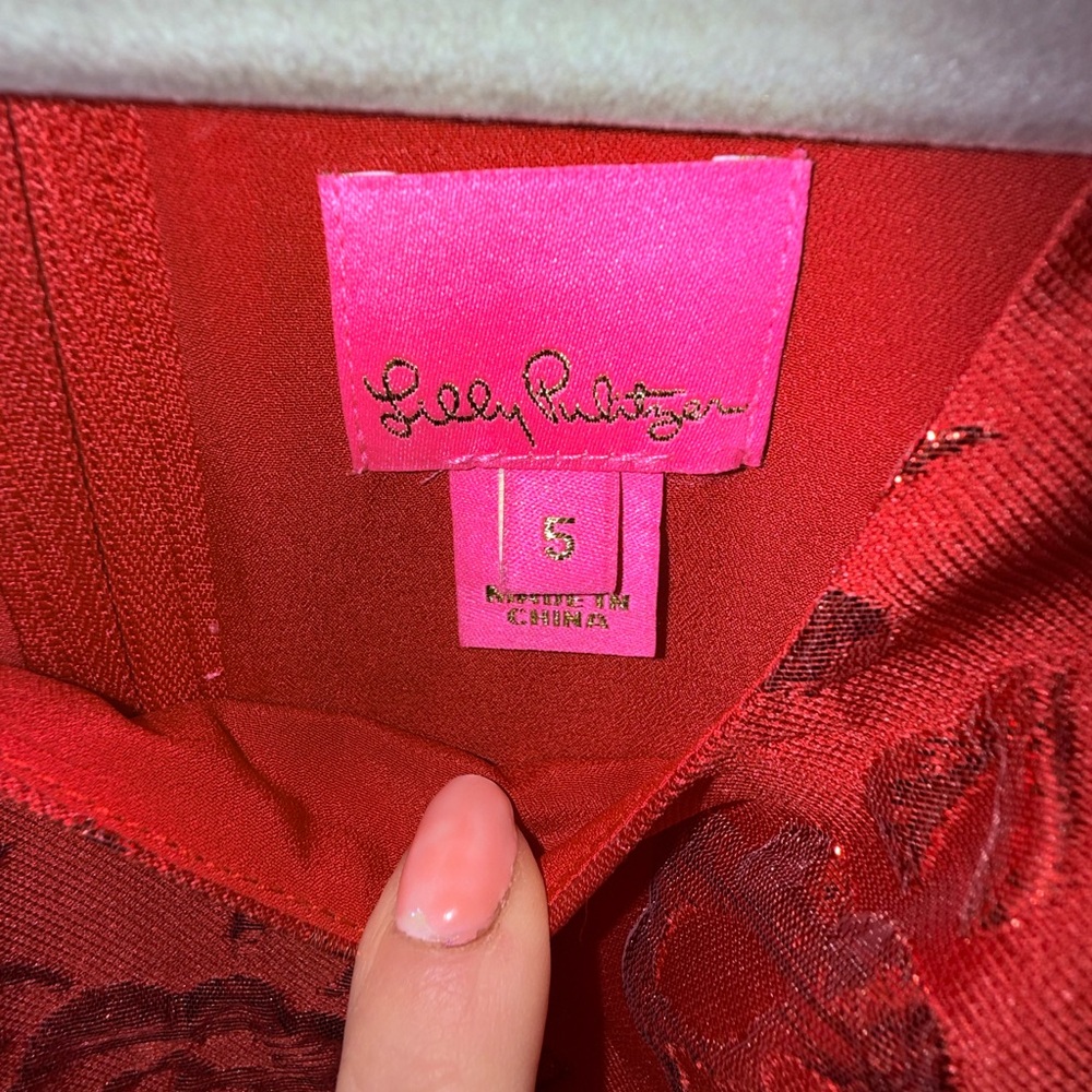 Lilly Pulitzer Girls Alannah Amaryllis Red Floral Brocade Dress size 5 - Picture 2 of 4